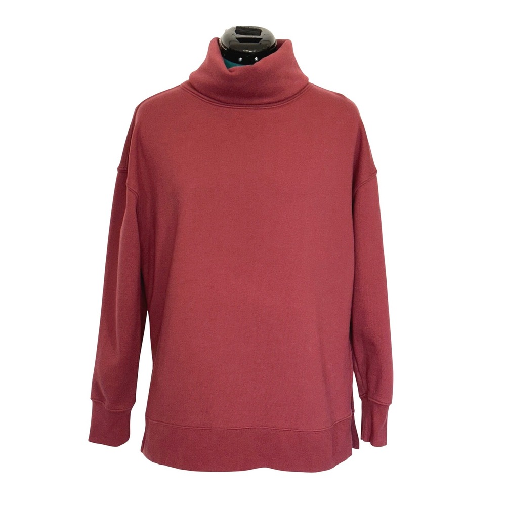 Athleta Womens 24/7 Funnel Neck Sweatshirt Maple Red Fleece Small 502851